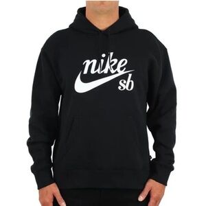Nike SB Icon Pullover Skateboarding Hoodie Mens Size M Black White CW5615-010
